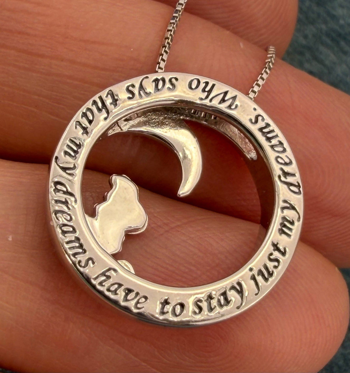 10k Gold Little Mermaid in Silver Ocean Wave Circle Pendant. Free Chain