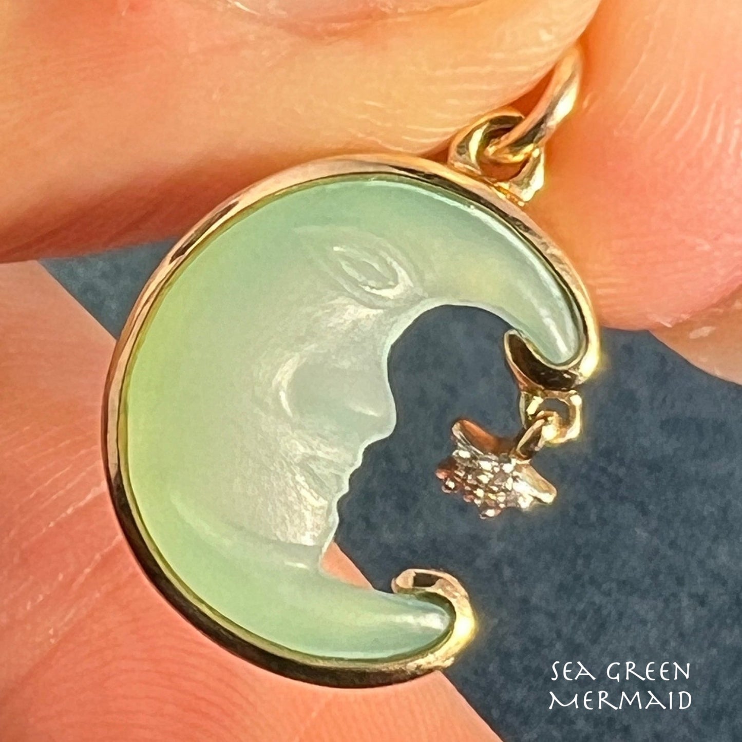 10k Gold "Man in Moon" Pendant w Diamond. Glen Lehrer *Video* - R