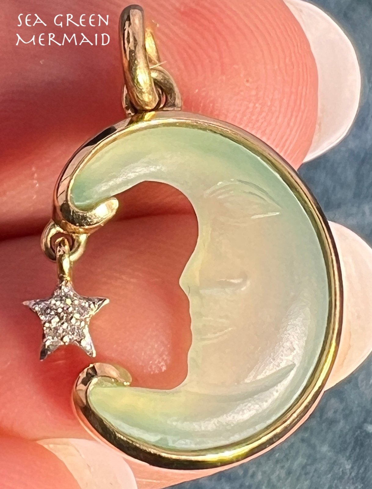 10k Gold "Man in Moon" Pendant w Diamond. Glen Lehrer *Video* - L