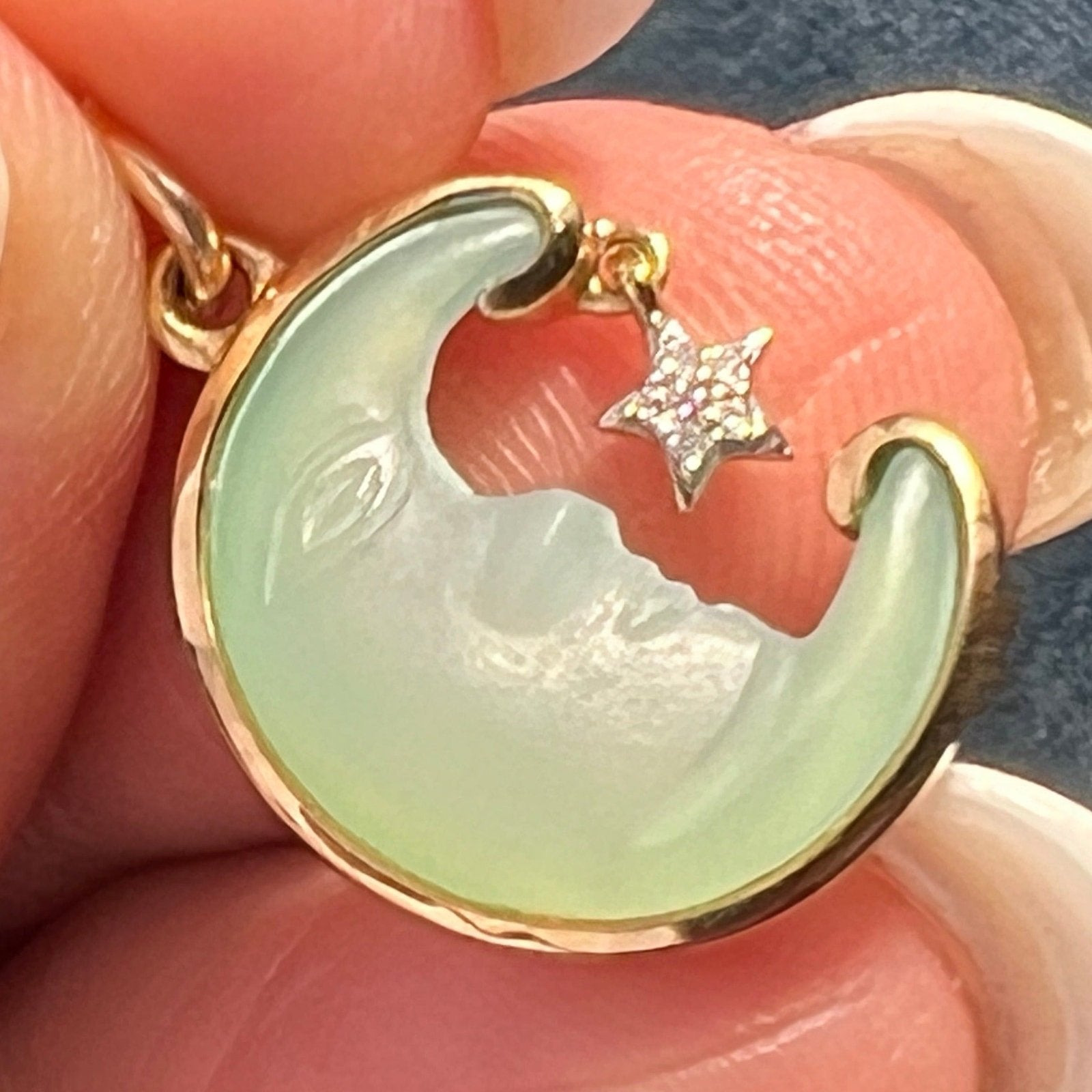 10k Gold "Man in Moon" Pendant w Diamond. Glen Lehrer *Video* - R