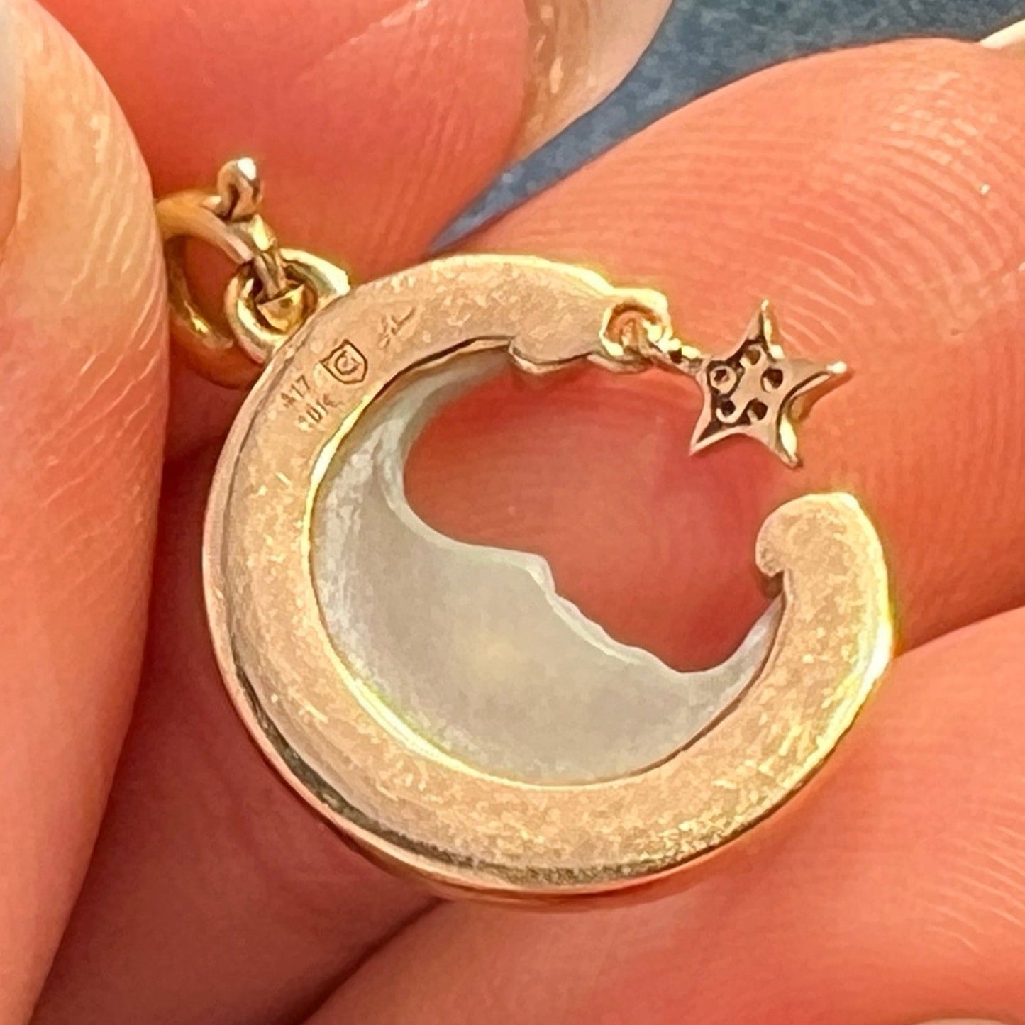 10k Gold "Man in Moon" Pendant w Diamond. Glen Lehrer *Video* - L