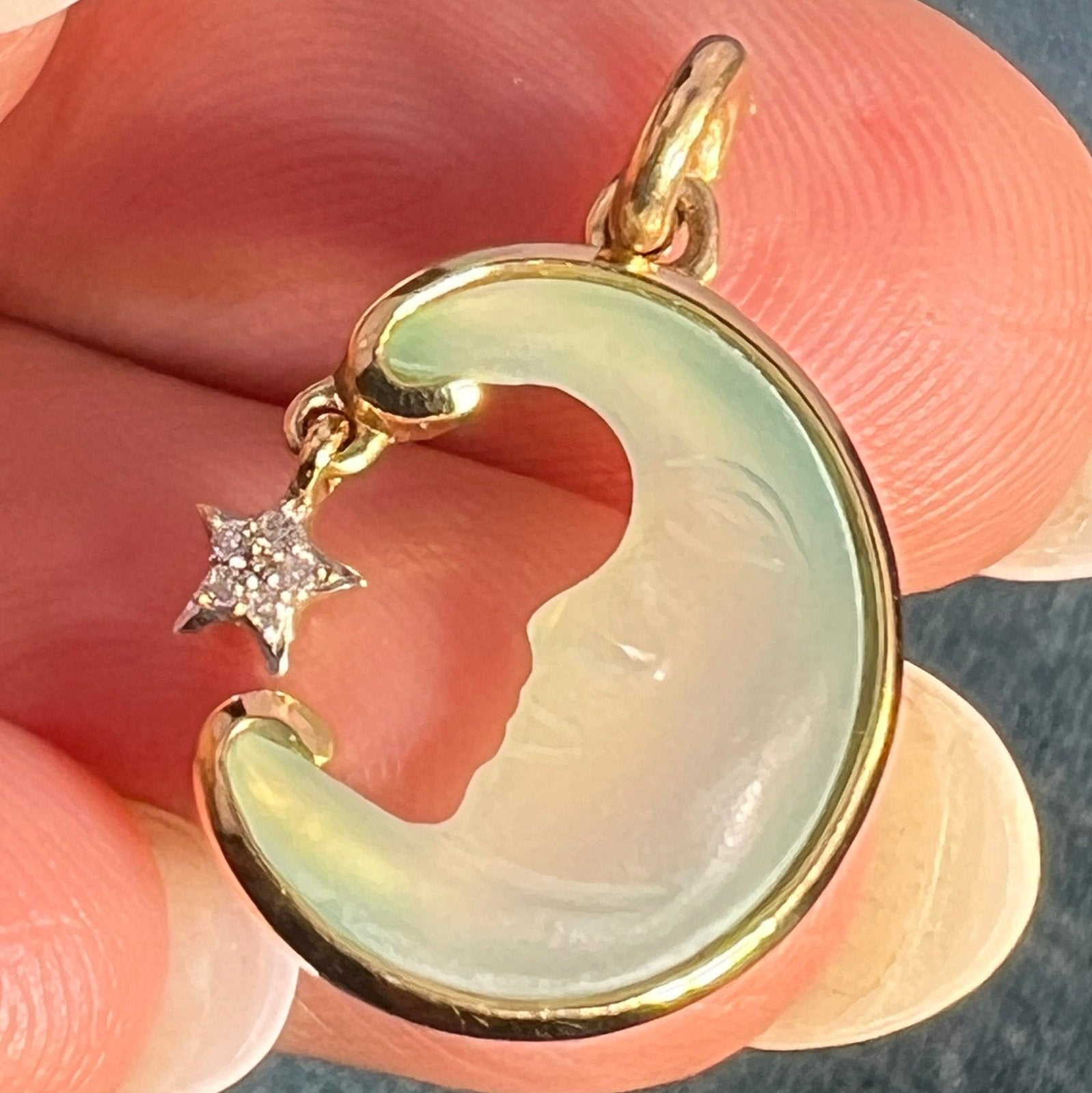 10k Gold "Man in Moon" Pendant w Diamond. Glen Lehrer *Video* - L