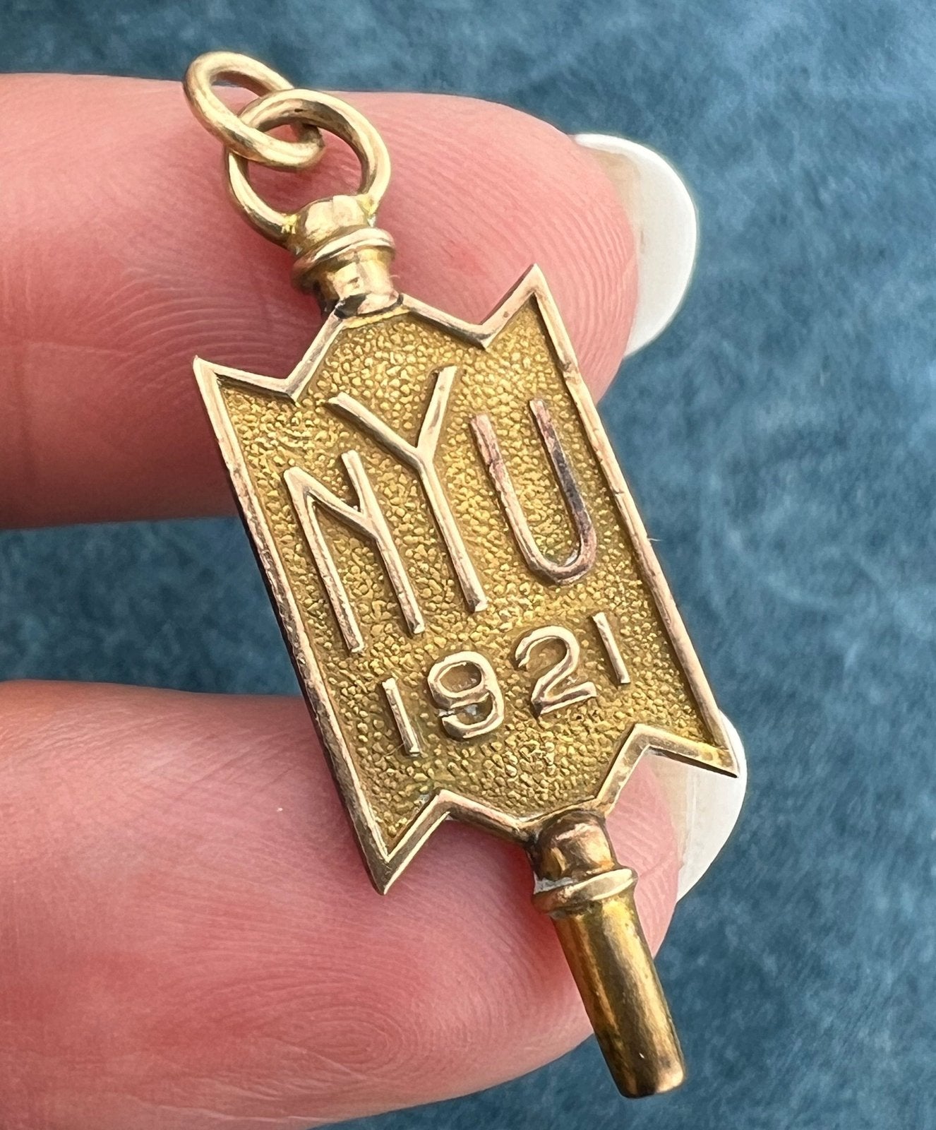 10k Gold NYU New York University Class Key Pendant. 1.3"