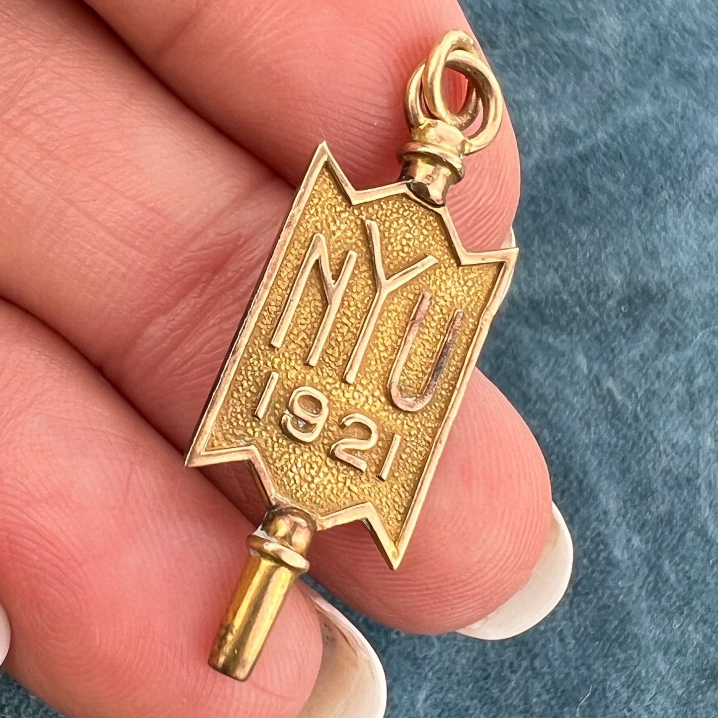 10k Gold NYU New York University Class Key Pendant. 1.3"