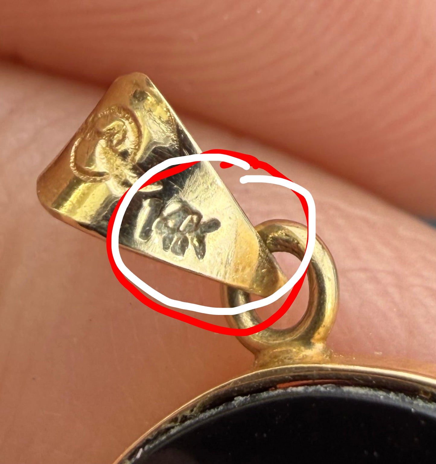 10k Gold Onyx Pendant w Japanese TIGER and Bamboo Stalks