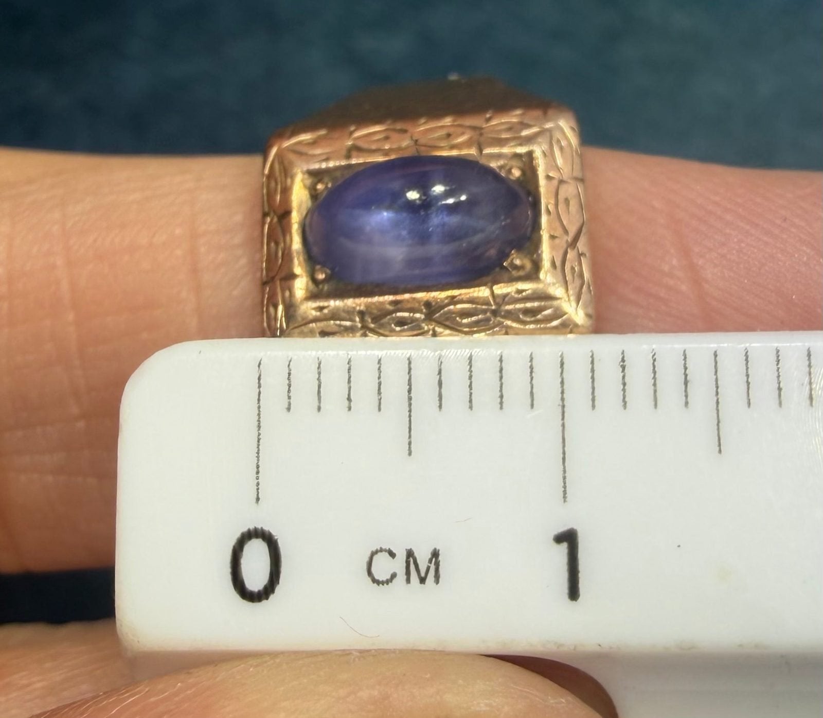 10k Gold Periwinkle Blue Star Sapphire Art Deco Signet Ring *Video*