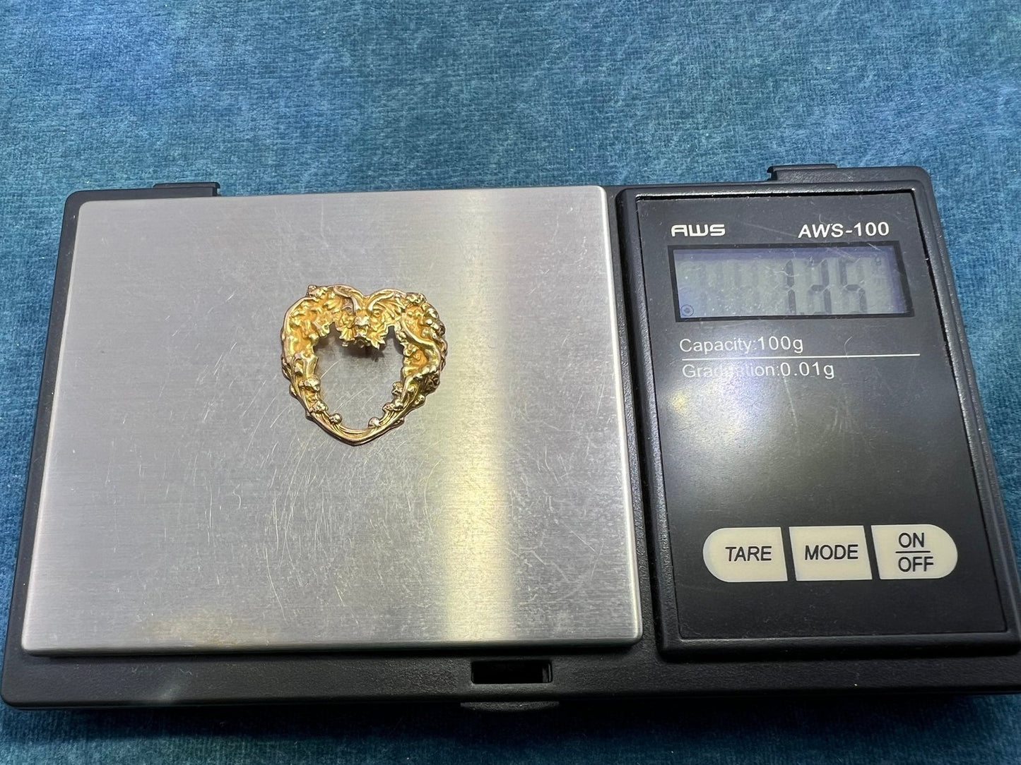 10k Gold Repousse Nymphs + Beast Heart Pendant. Art Nouveau