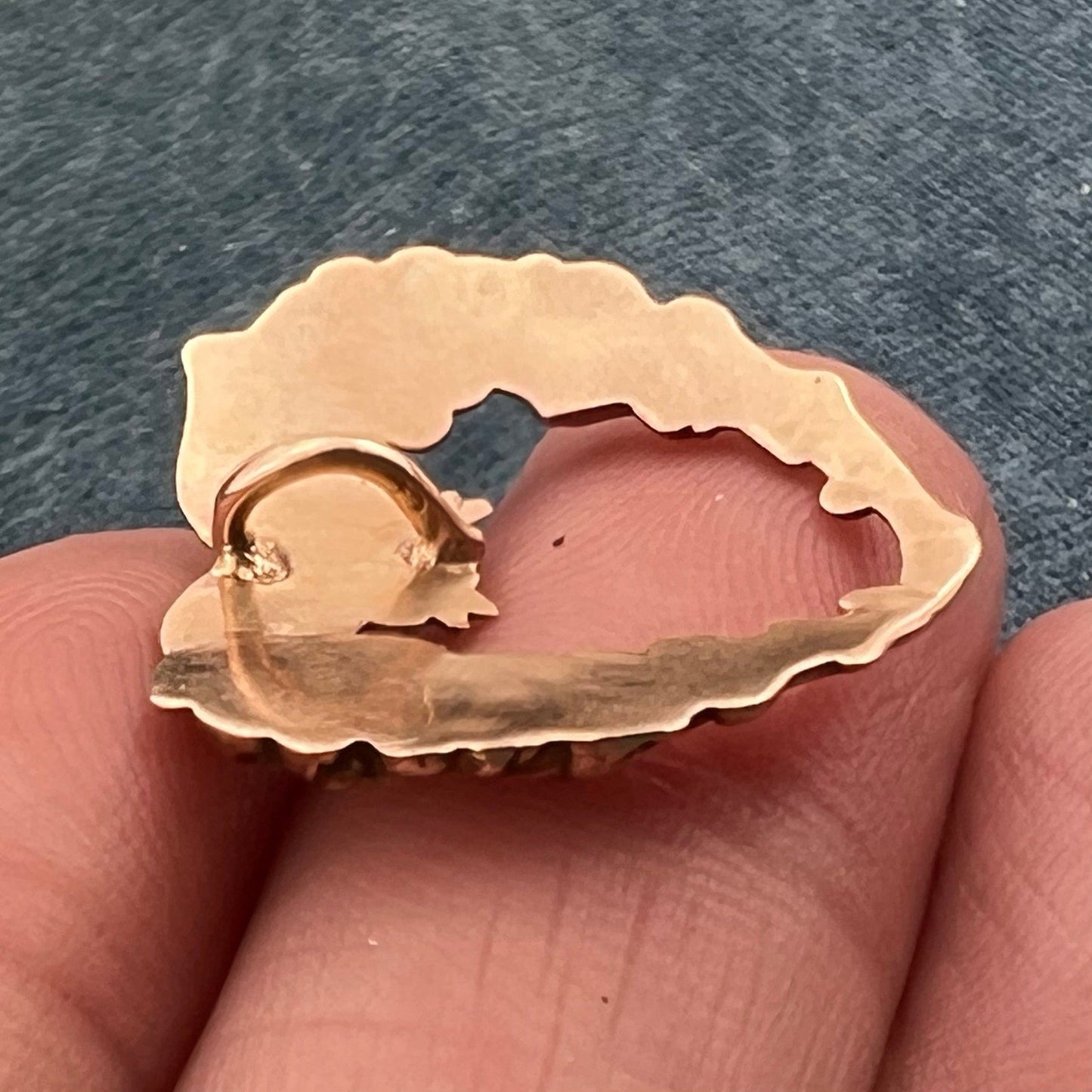 10k Gold Repousse Nymphs + Beast Heart Pendant. Art Nouveau