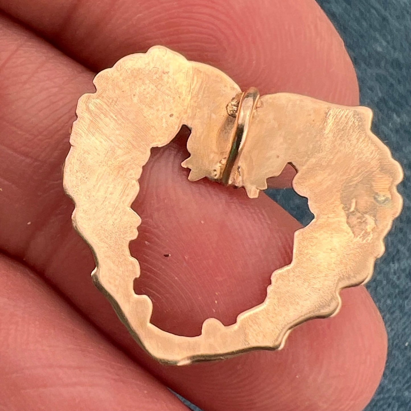 10k Gold Repousse Nymphs + Beast Heart Pendant. Art Nouveau