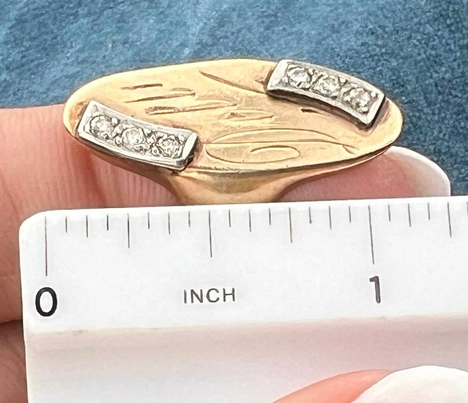 10k Gold + Rose-Cut Diamonds Victorian Navette Ring "Dolly" 5g + 1.1"