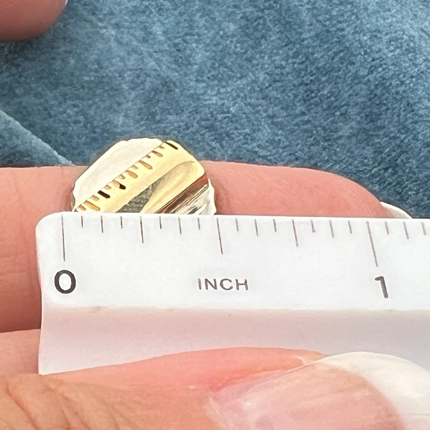 10k Gold Ruler on 925 Signet Ring. Carpenter Crafter Knitter -6