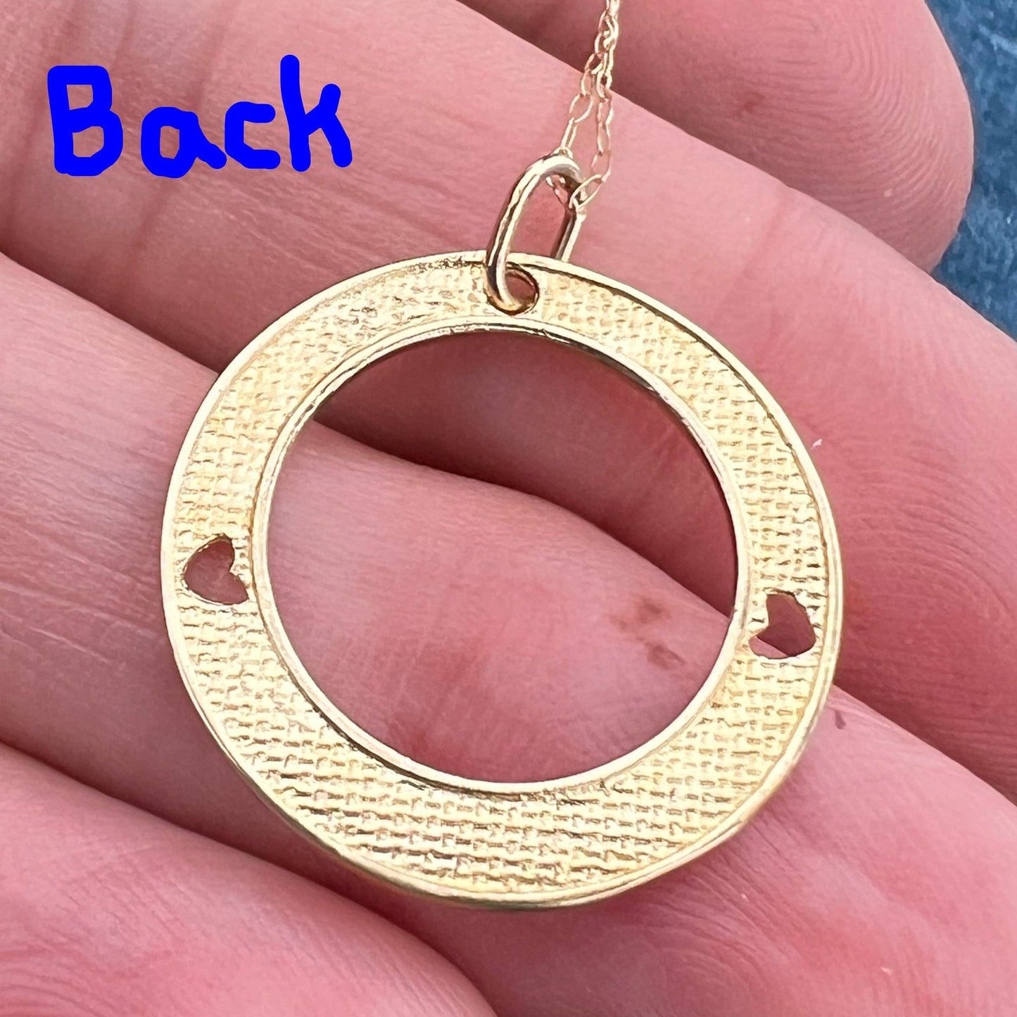 10k Gold SOULMATE Circle Pendant w Chain. Engravable 1"