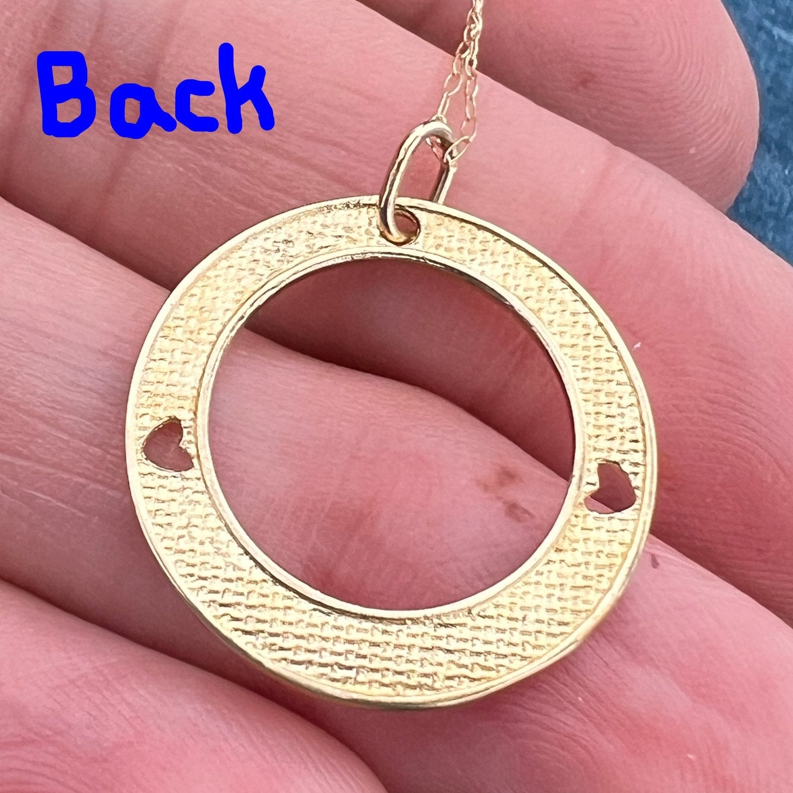 10k Gold SOULMATE Circle Pendant w Chain. Engravable 1"