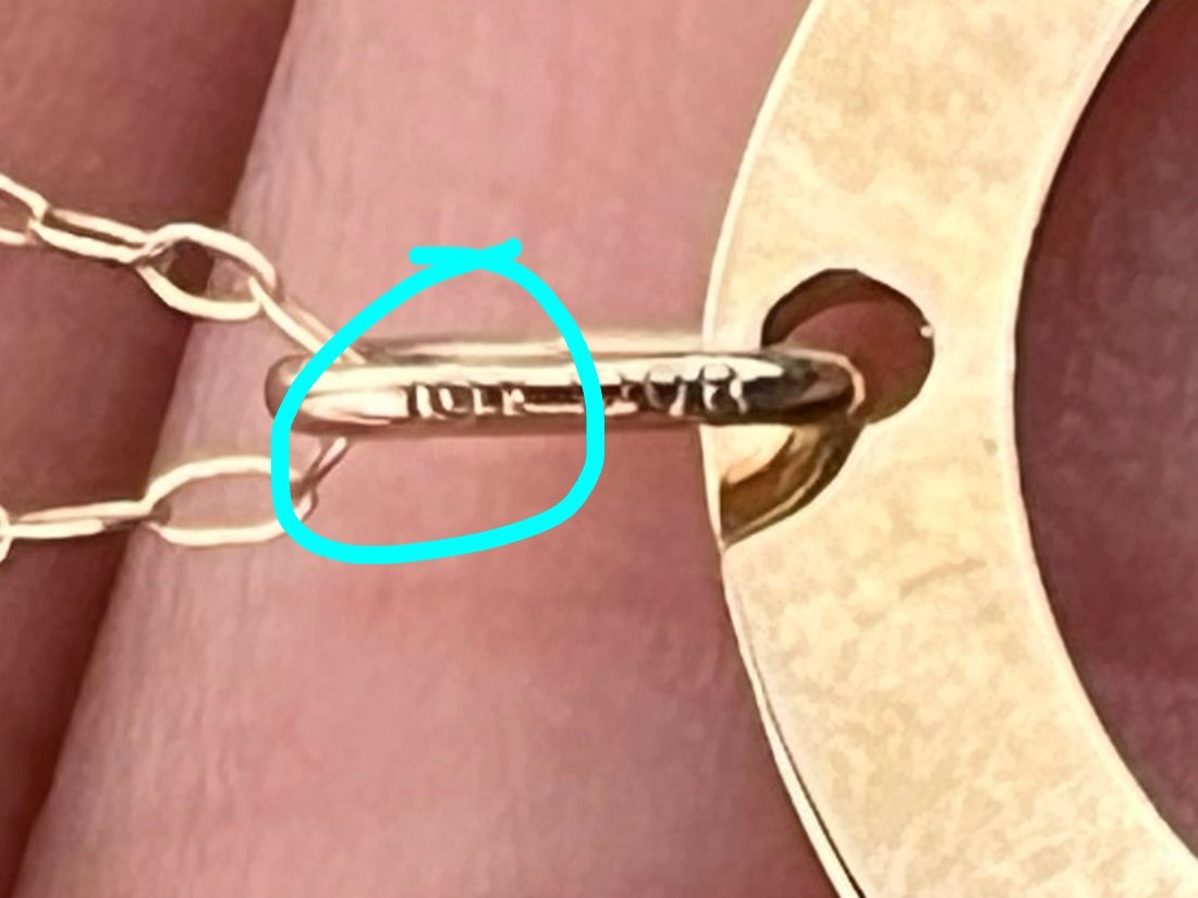 10k Gold SOULMATE Circle Pendant w Chain. Engravable 1"