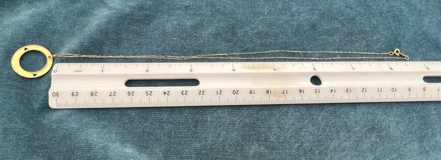 10k Gold SOULMATE Circle Pendant w Chain. Engravable 1"