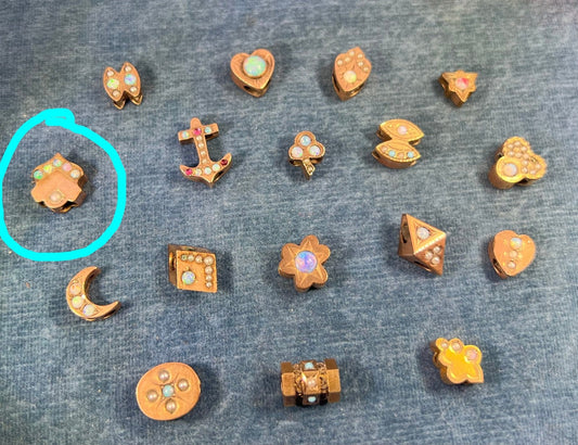 10k Gold Shield Shape Gypsy-Set Opal Slide Charm Pendant *Video*