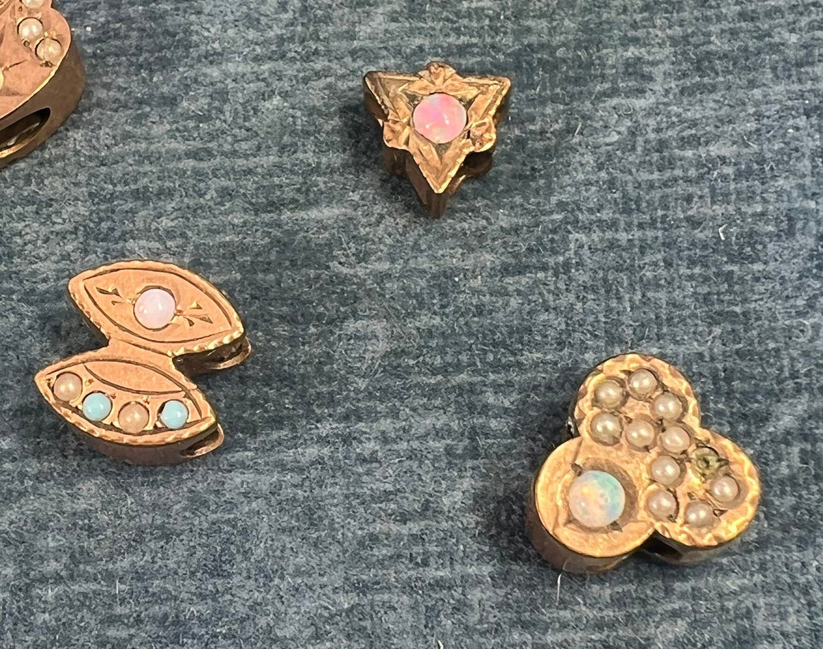 10k Gold Shield Shape Gypsy-Set Opal Slide Charm Pendant *Video*