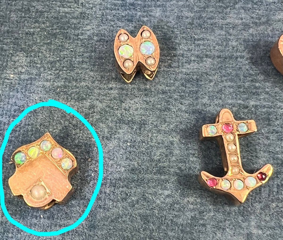 10k Gold Shield Shape Gypsy-Set Opal Slide Charm Pendant *Video*