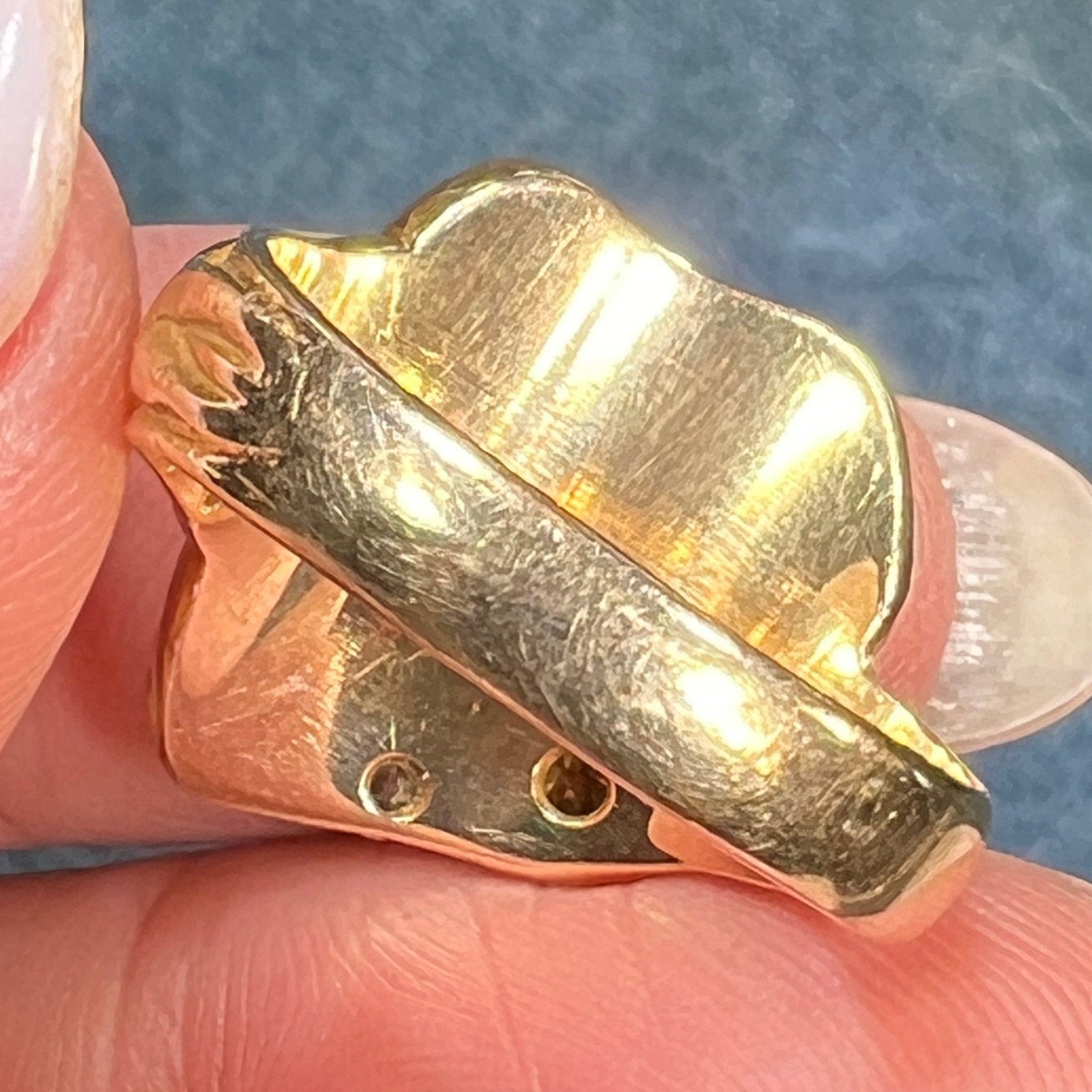 10k Gold Signet Ring w Snake Shoulders + Rose Diamonds *Video*