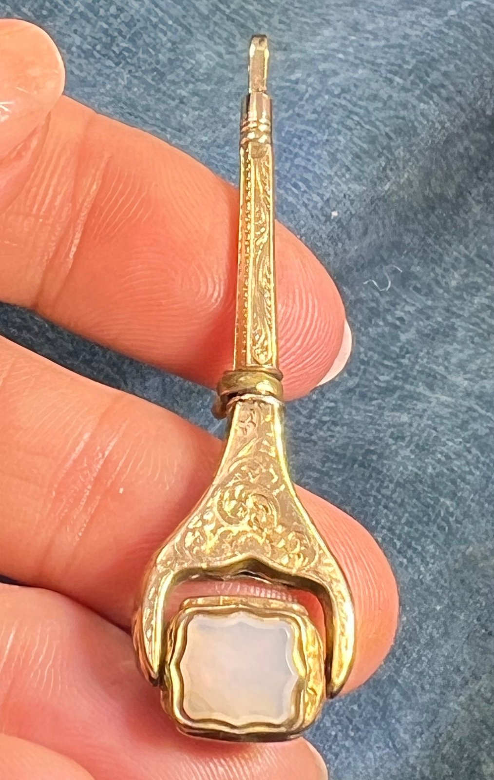 10k Gold Spinning Bloodstone Watch Key Fob Pendant *Video*