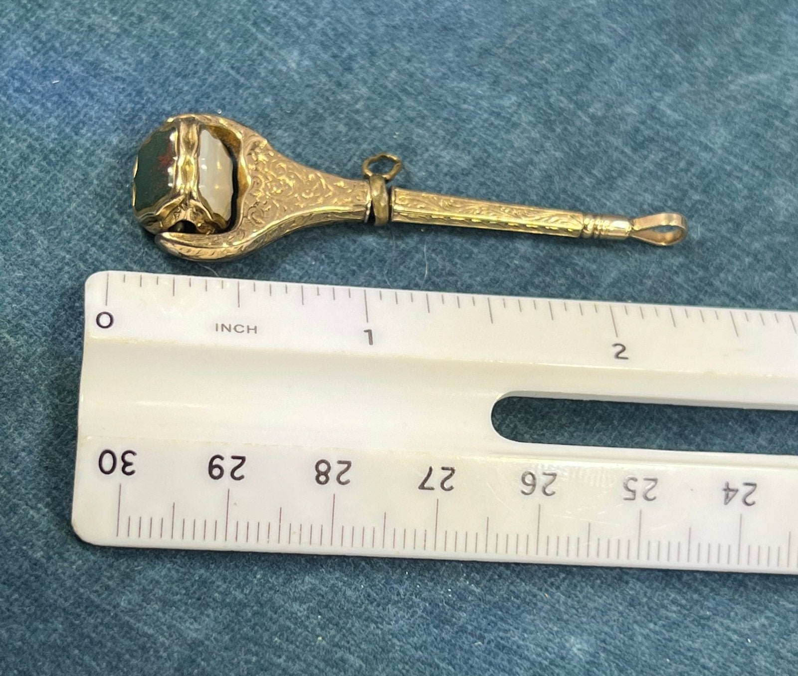 10k Gold Spinning Bloodstone Watch Key Fob Pendant *Video*