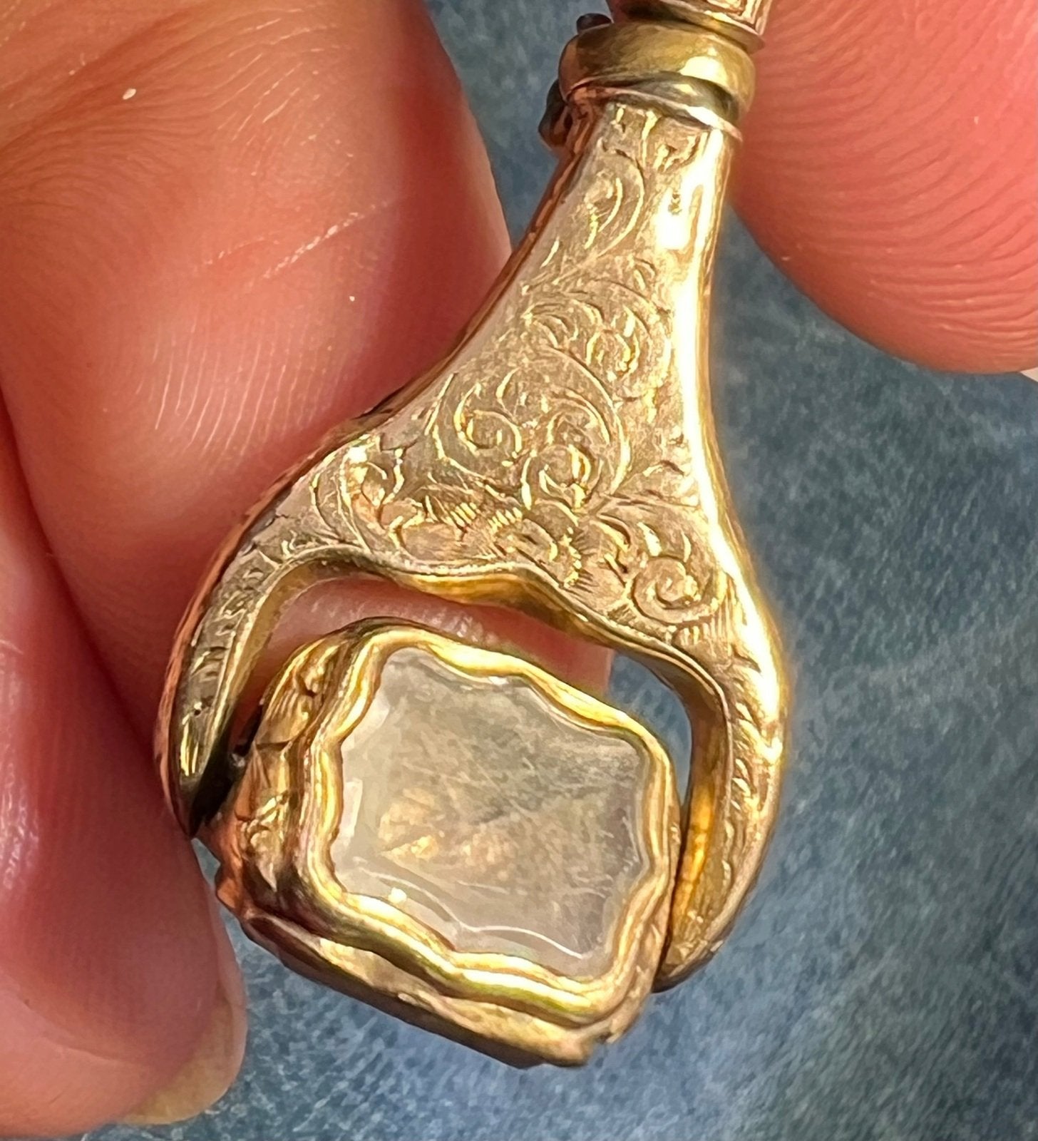 10k Gold Spinning Bloodstone Watch Key Fob Pendant *Video*