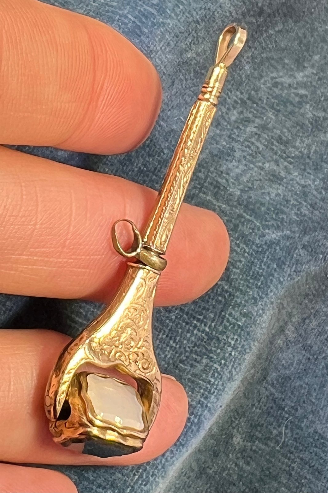 10k Gold Spinning Bloodstone Watch Key Fob Pendant *Video*