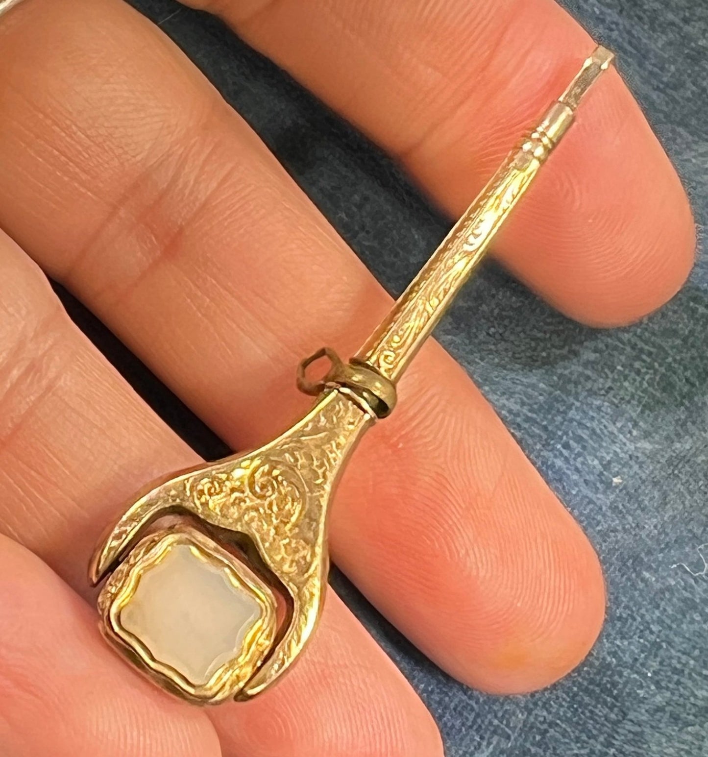 10k Gold Spinning Bloodstone Watch Key Fob Pendant *Video*