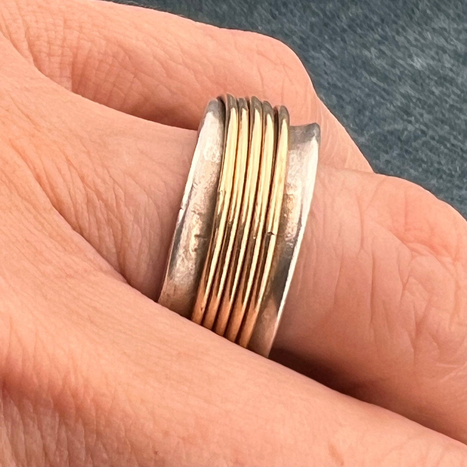 10k Gold Spinning Rings on Wide 925 Band. U HAVE MY HEART *Video*