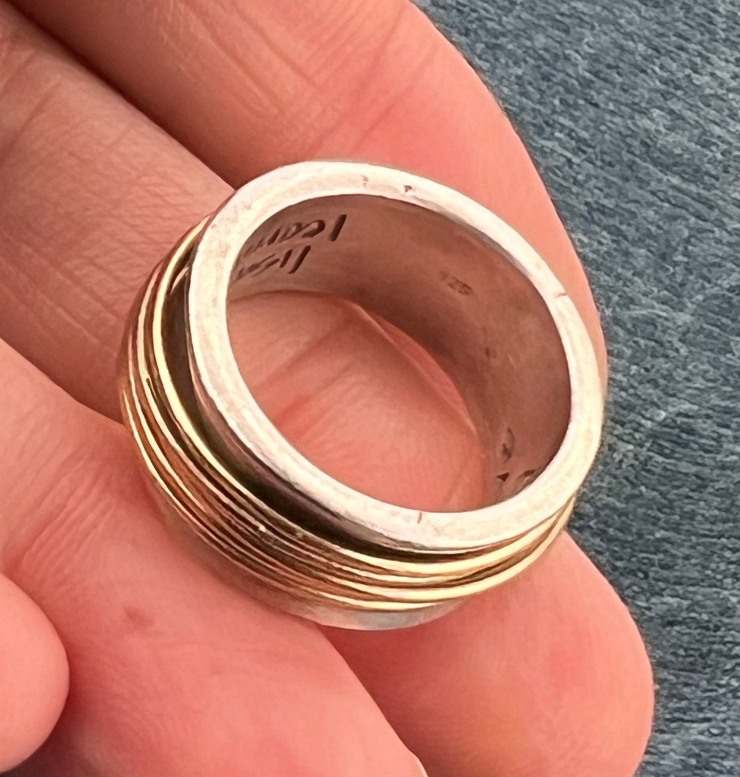 10k Gold Spinning Rings on Wide 925 Band. U HAVE MY HEART *Video*