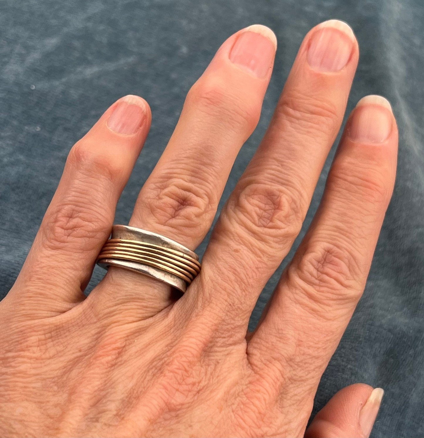 10k Gold Spinning Rings on Wide 925 Band. U HAVE MY HEART *Video*