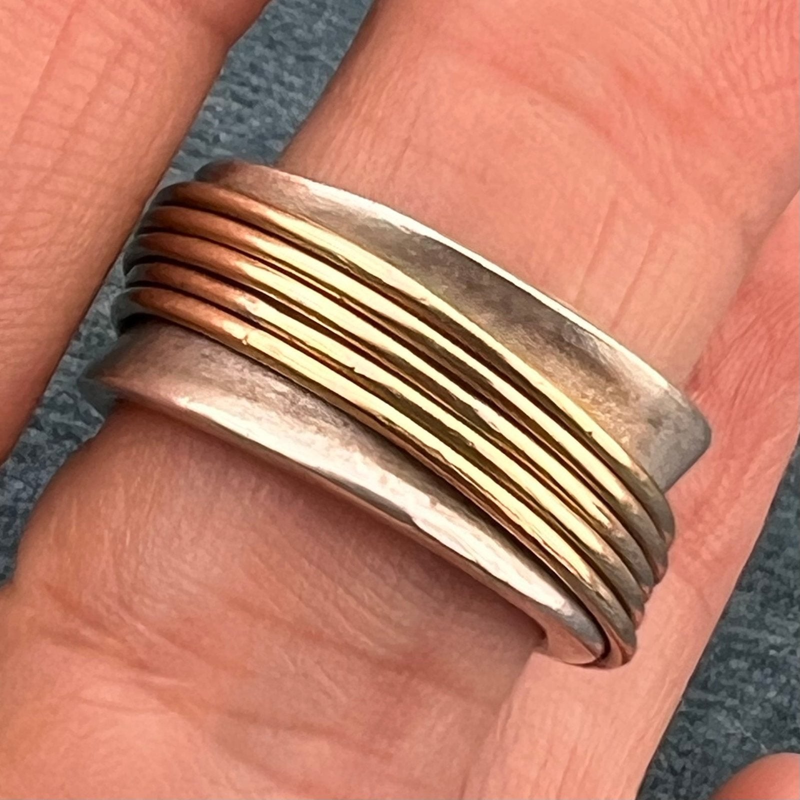 10k Gold Spinning Rings on Wide 925 Band. U HAVE MY HEART *Video*