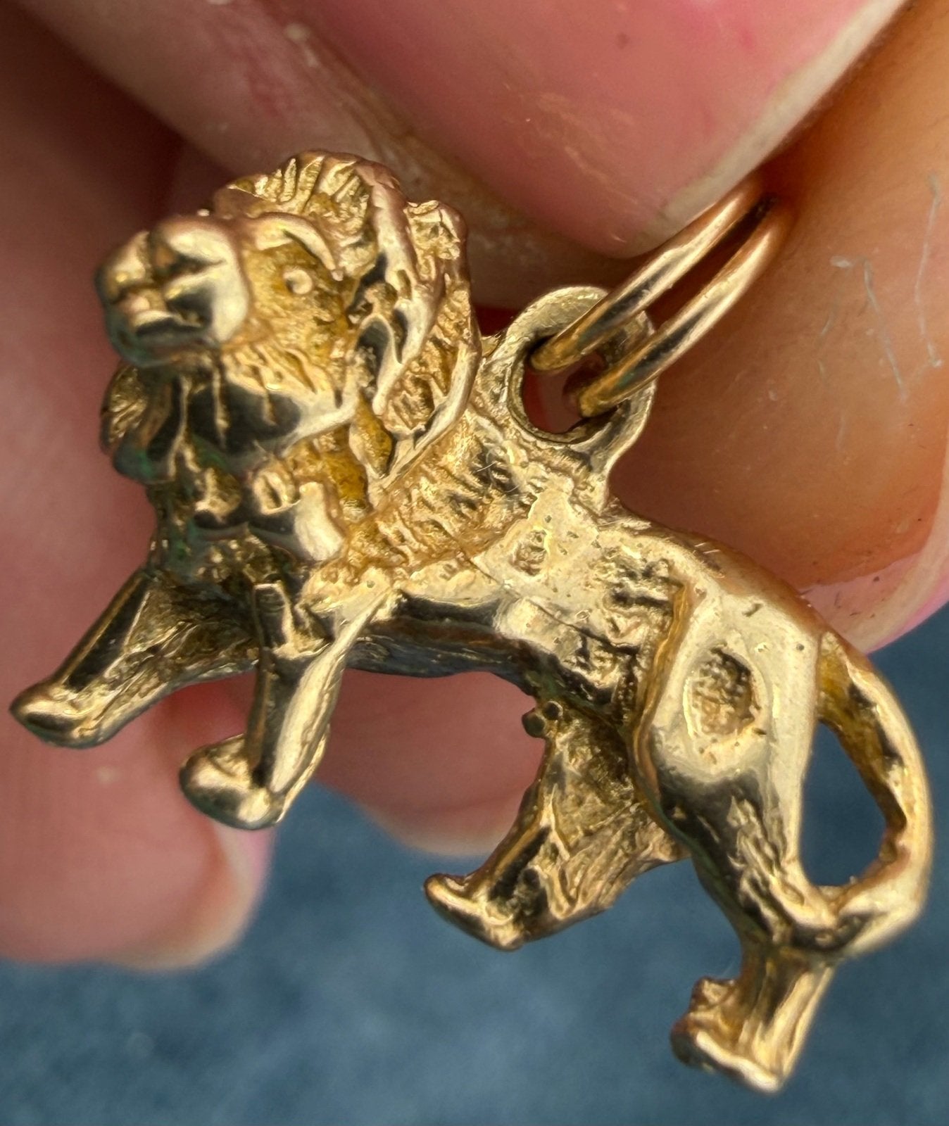 10k Gold Standing Lion Pendant. 3-D Victorian Watch Fob
