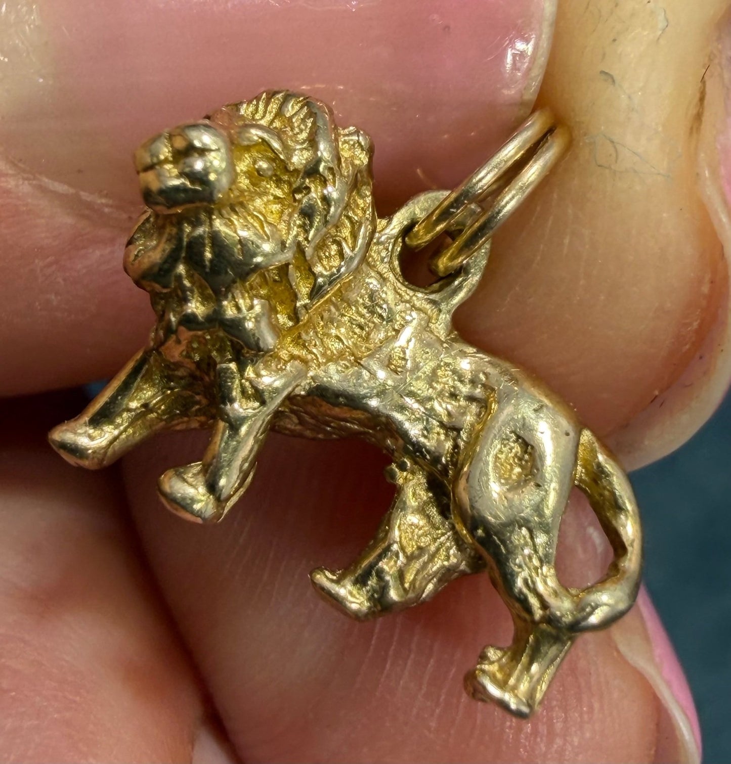 10k Gold Standing Lion Pendant. 3-D Victorian Watch Fob