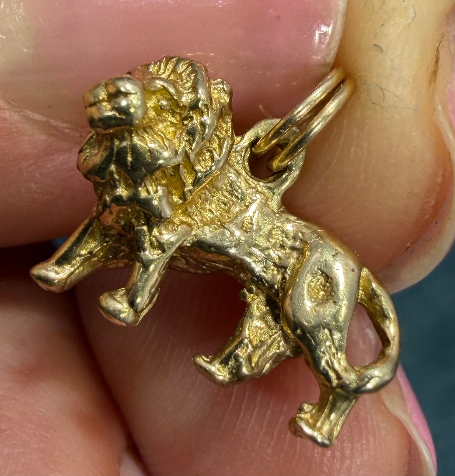 10k Gold Standing Lion Pendant. 3-D Victorian Watch Fob