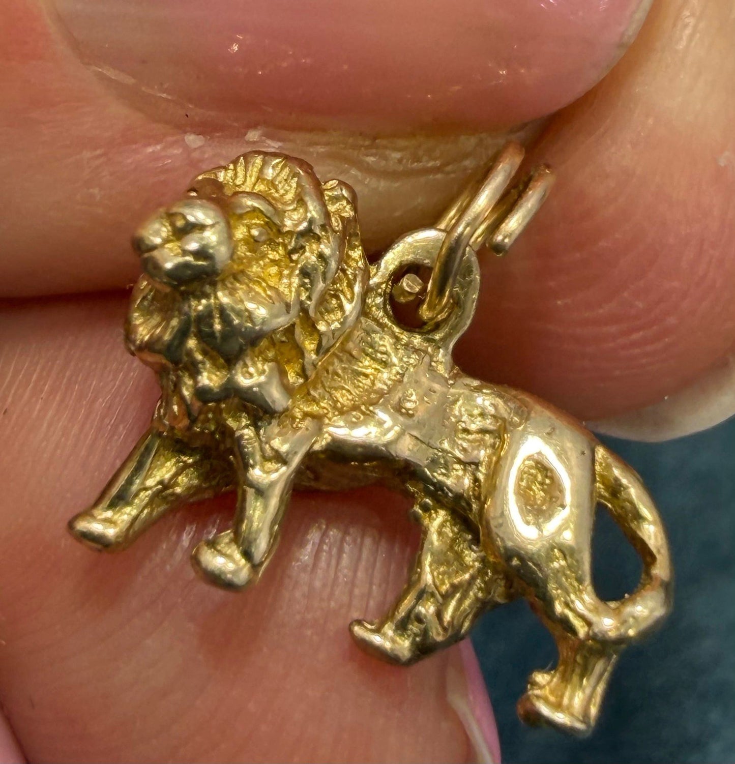 10k Gold Standing Lion Pendant. 3-D Victorian Watch Fob