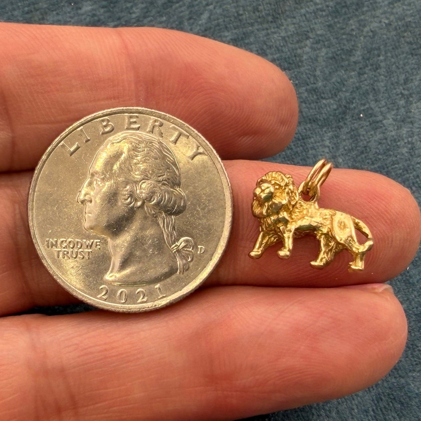 10k Gold Standing Lion Pendant. 3-D Victorian Watch Fob