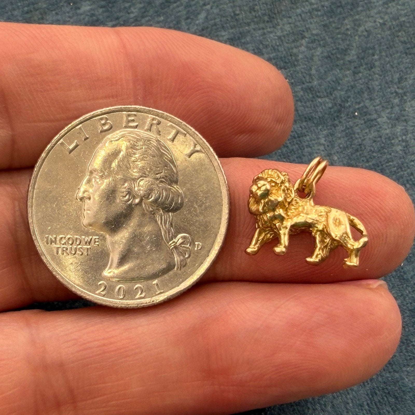 10k Gold Standing Lion Pendant. 3-D Victorian Watch Fob
