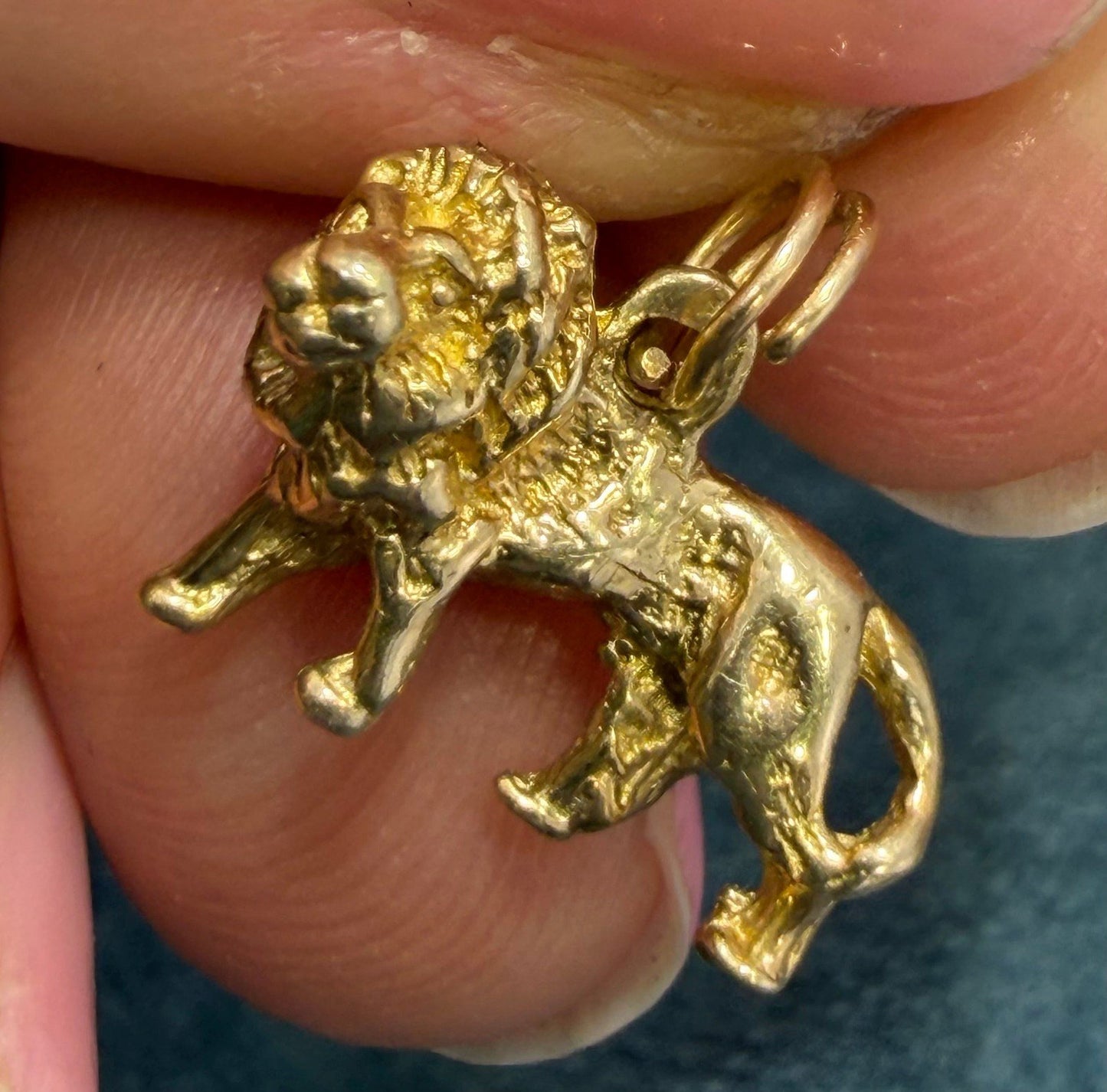 10k Gold Standing Lion Pendant. 3-D Victorian Watch Fob