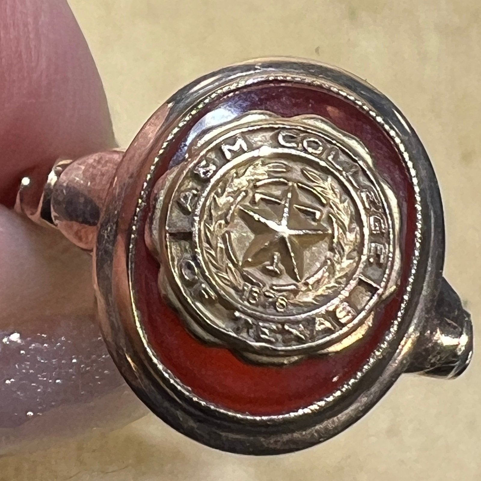 10k Gold TEXAS A+M College Art Deco Era Signet Class Ring