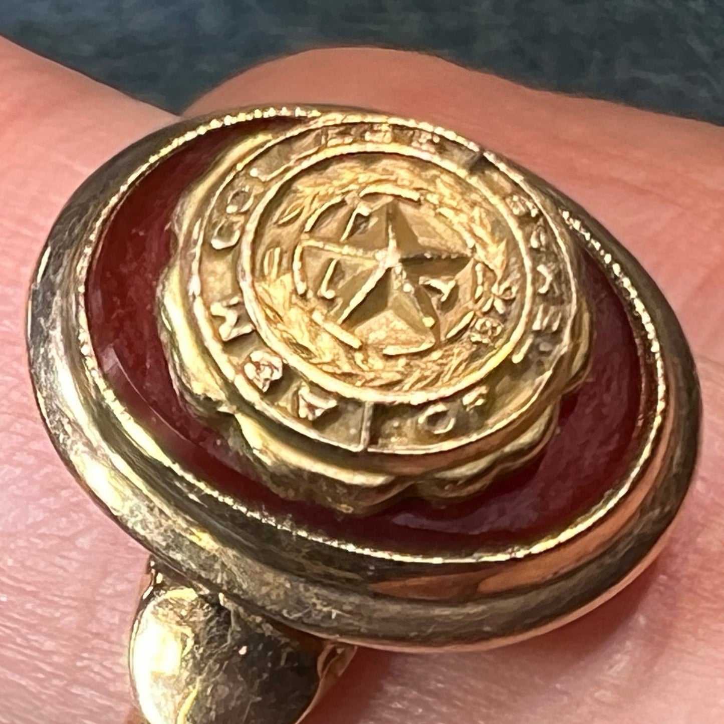 10k Gold TEXAS A+M College Art Deco Era Signet Class Ring