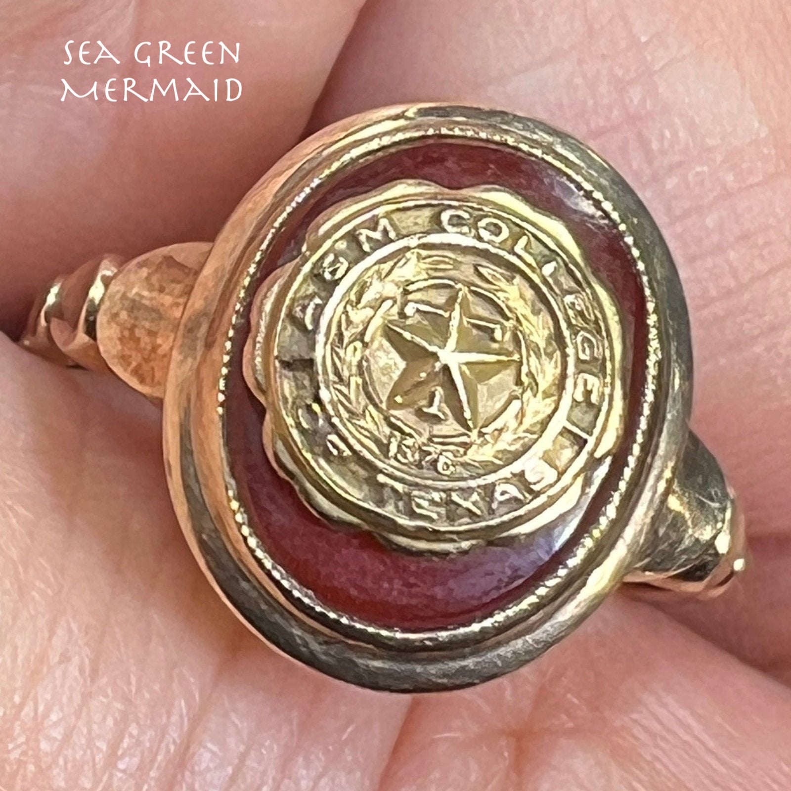 10k Gold TEXAS A+M College Art Deco Era Signet Class Ring