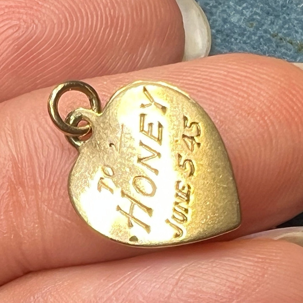 10k Gold "To: HONEY" Heart Pendant. 1945 WW2 Lover's Gift