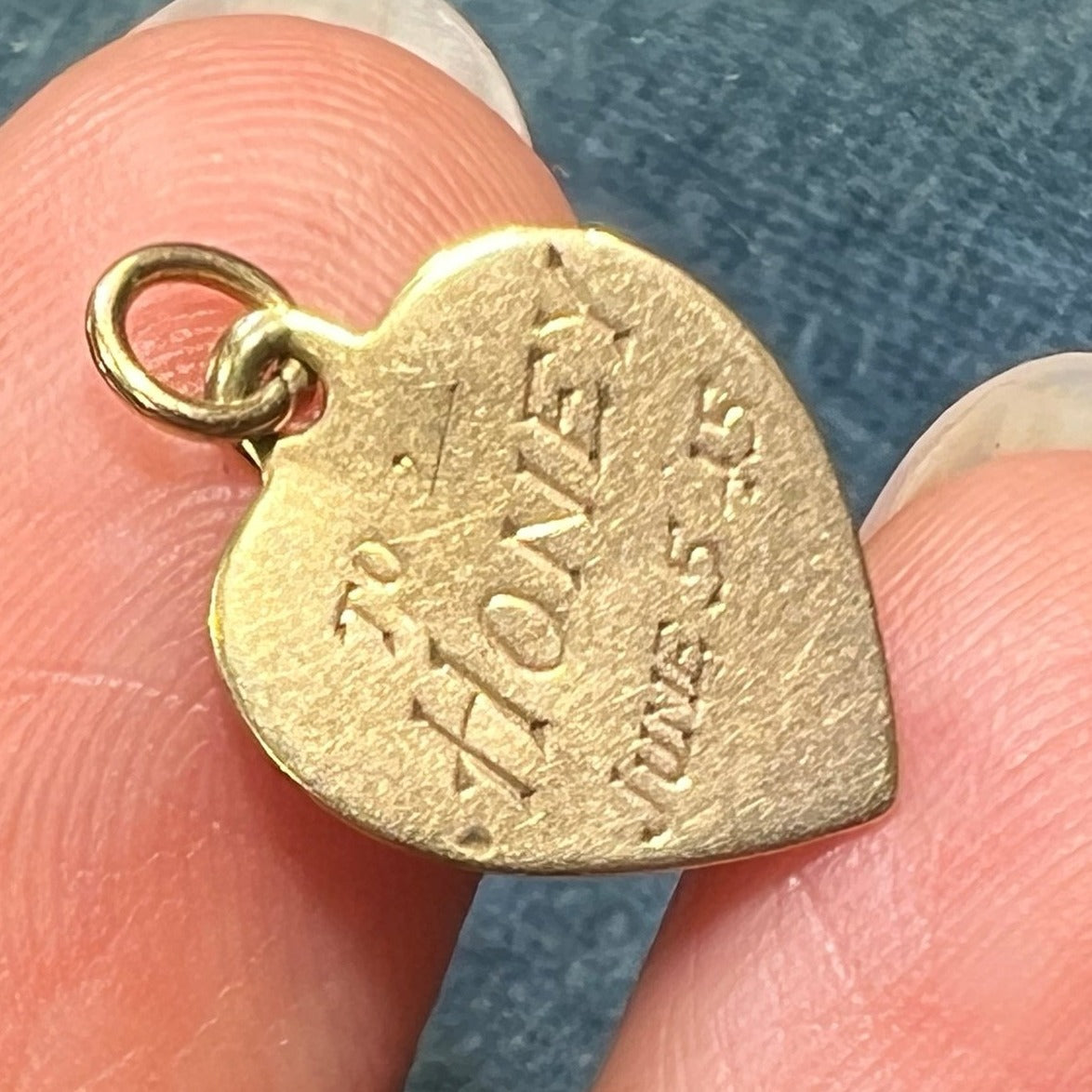 10k Gold "To: HONEY" Heart Pendant. 1945 WW2 Lover's Gift