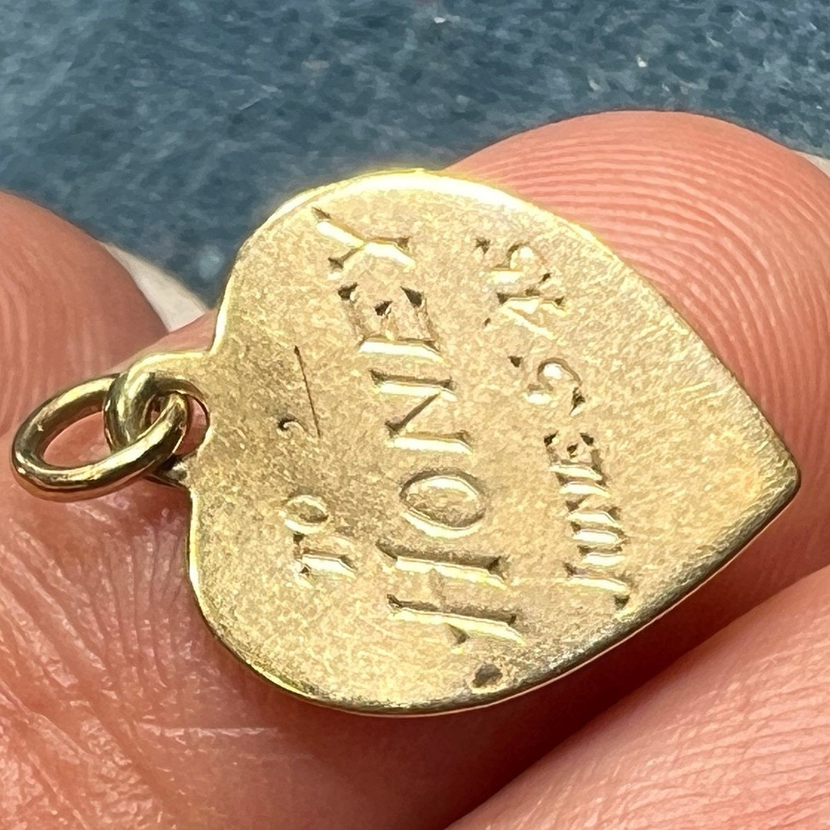 10k Gold "To: HONEY" Heart Pendant. 1945 WW2 Lover's Gift