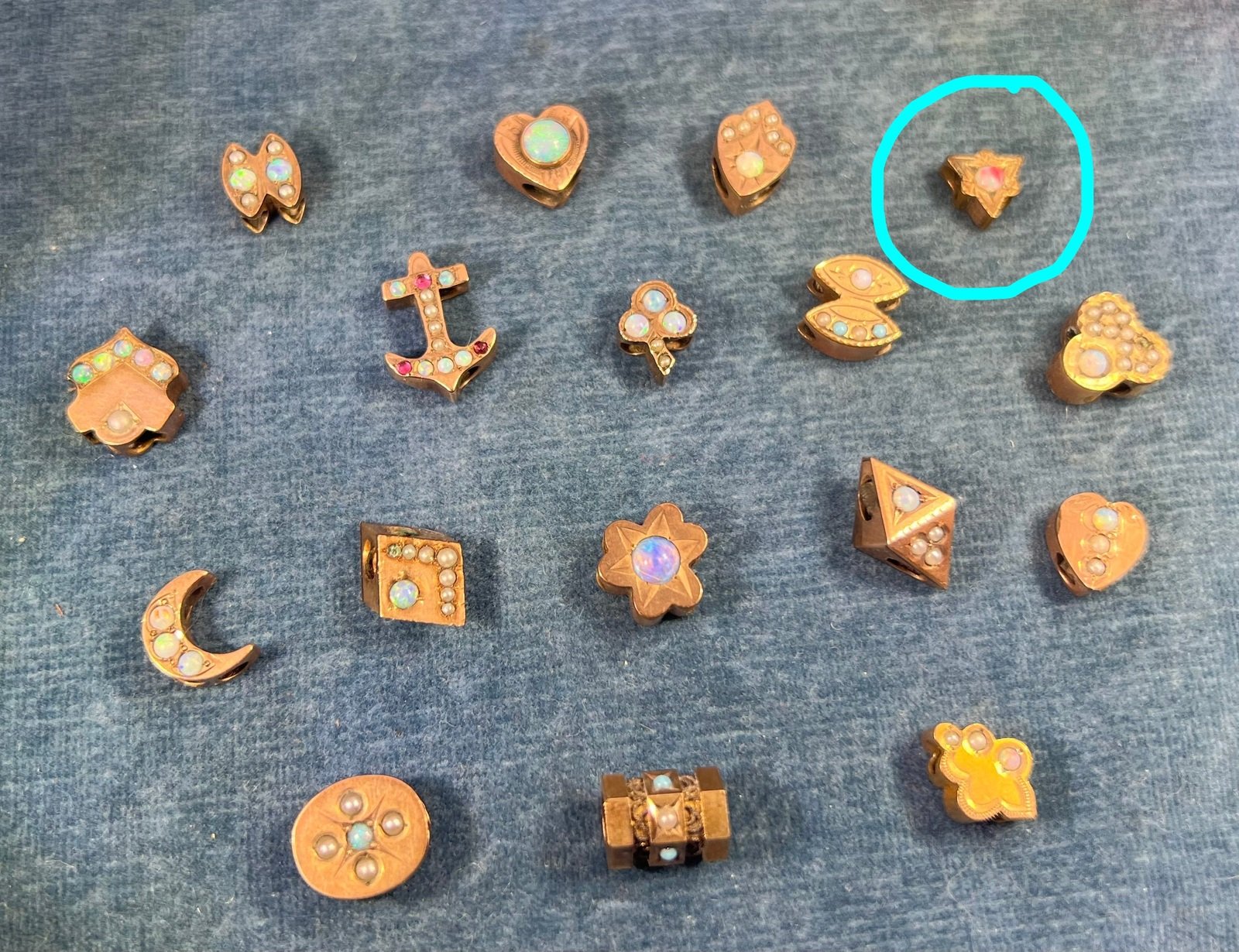 10k Gold Triangle Gypsy-Set Opal Slide Charm Pendant *Video*