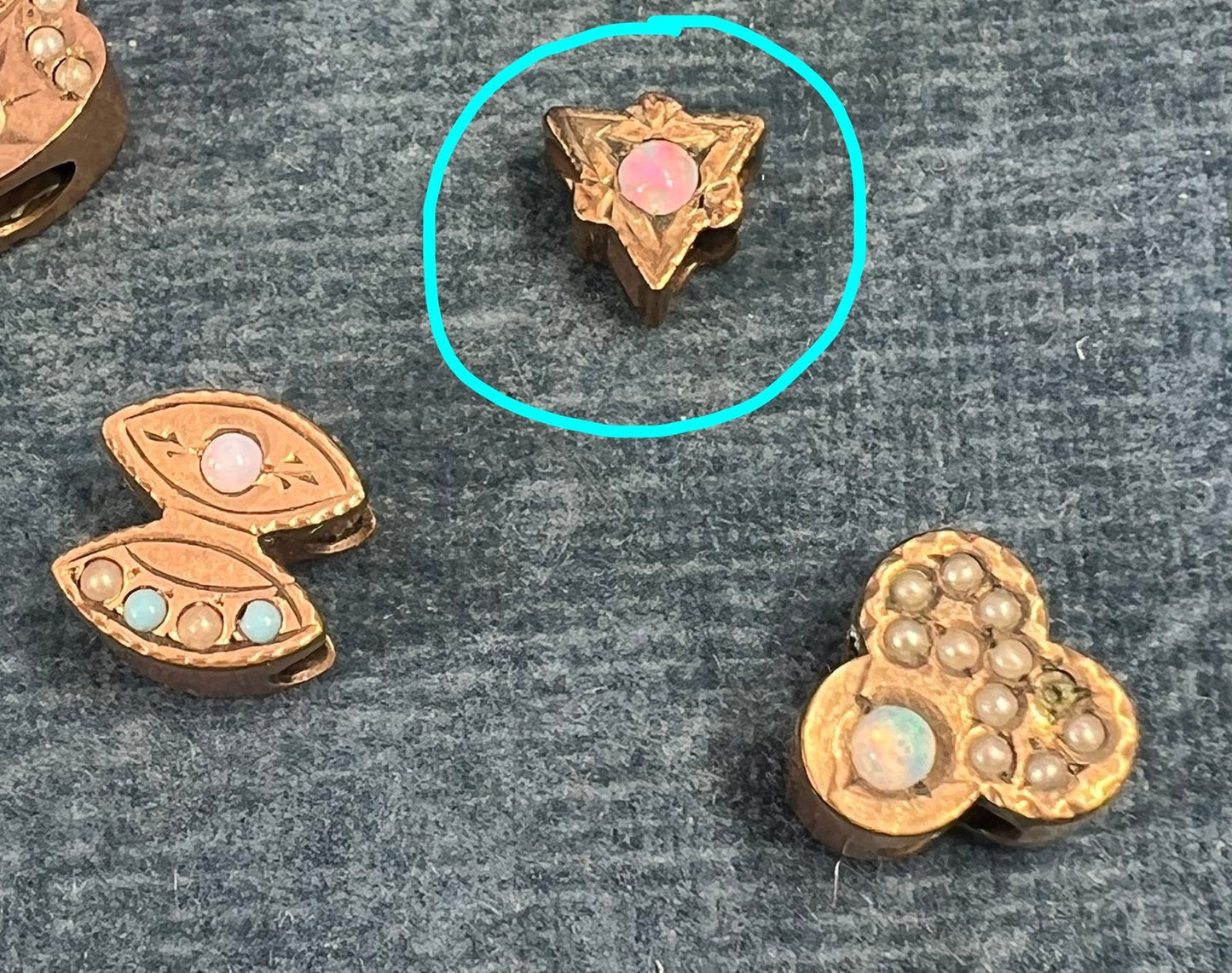 10k Gold Triangle Gypsy-Set Opal Slide Charm Pendant *Video*