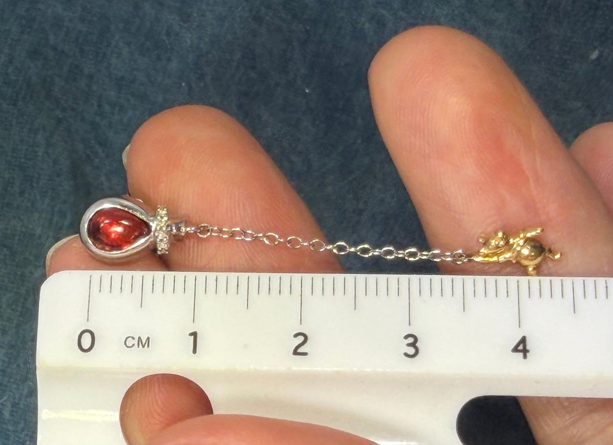 10k Gold Winnie the Pooh Earrings w 925 Silver Garnet Cabochon Balloons