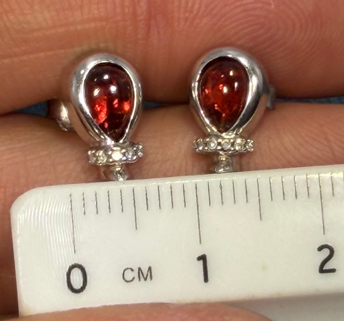 10k Gold Winnie the Pooh Earrings w 925 Silver Garnet Cabochon Balloons