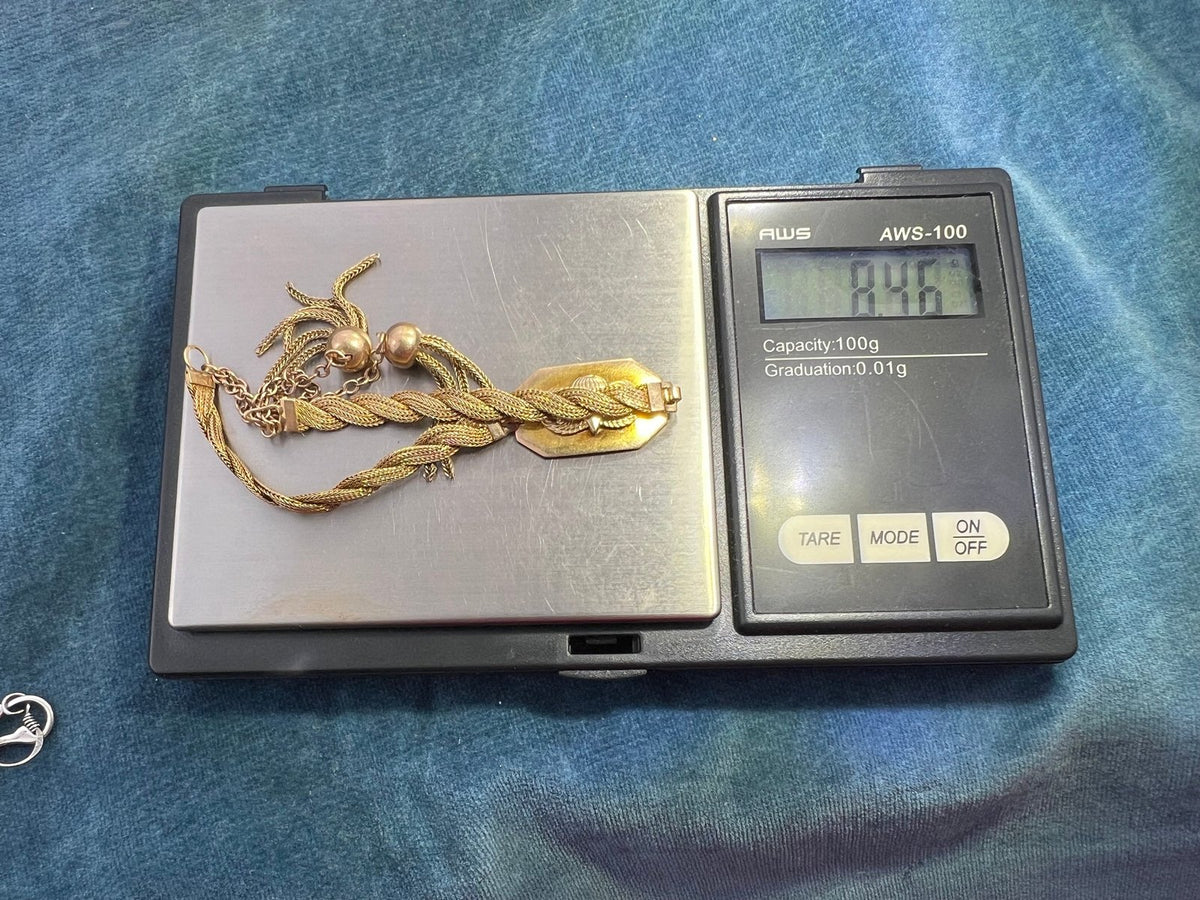 10k Gold Woven Bracelet w Tassle Lariat Clasp. WW II Paratroopers
